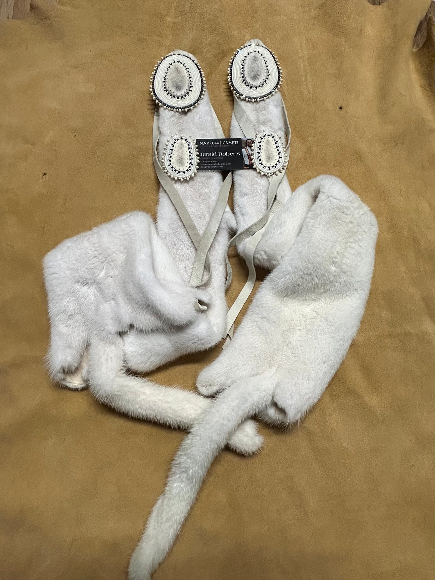 Beaded Mink Hair Ties and earrings set