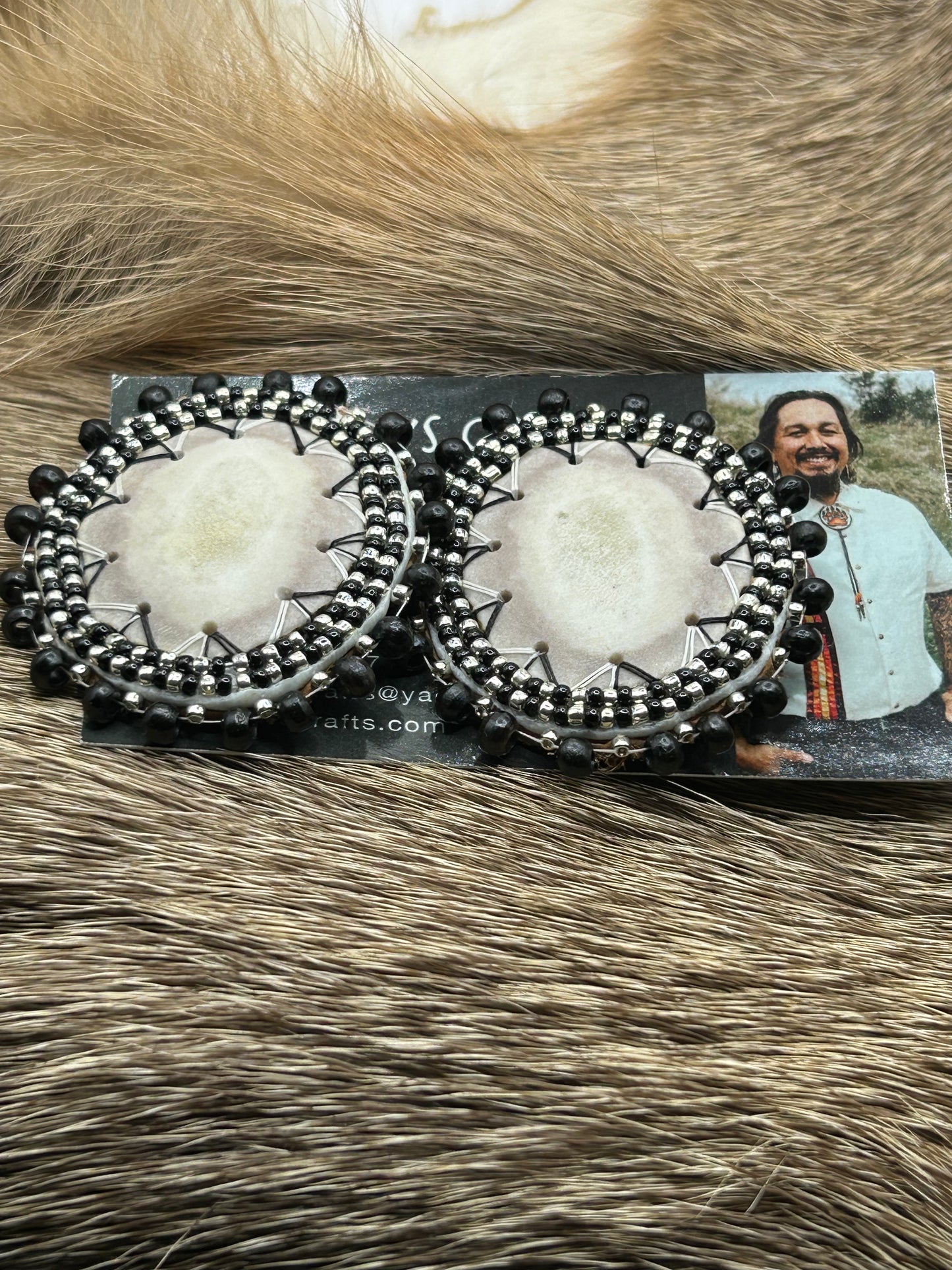 Black and Silver Beaded Deer antler