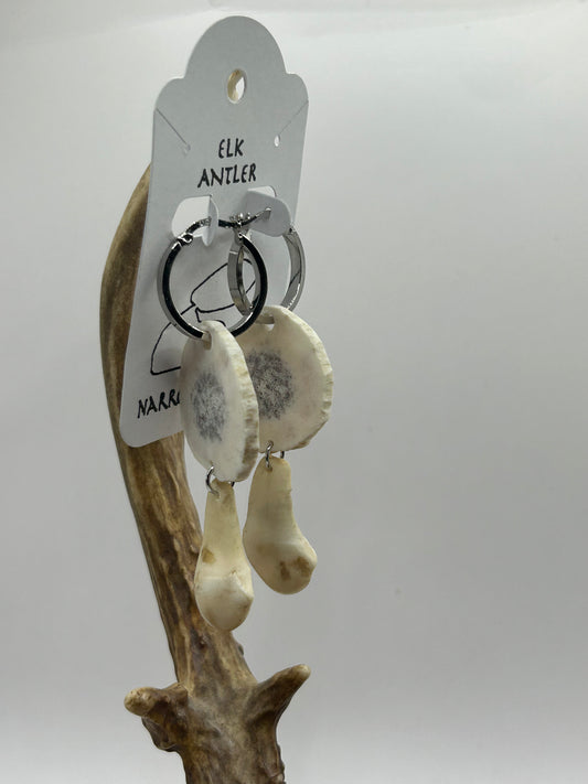 Elk and Ivory on Sterling Hoops